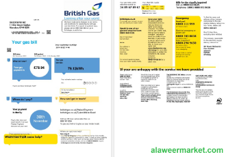United Kingdom British Gas business utility bill template in Word and PDF formats fully editable (2 pages) version 1